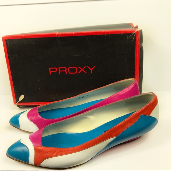 Vintage Shoes - Proxy Vintage 80’s Colorful Chic Bright Wedge Pump